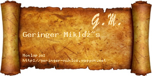 Geringer Miklós névjegykártya